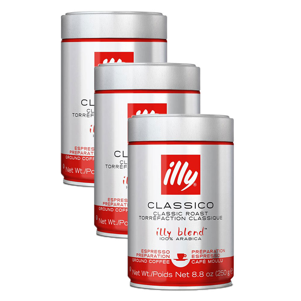 Illy 250g Classico Espresso Arabica Ground Coffee Classic Roast/Sweet Notes (3 Pack)