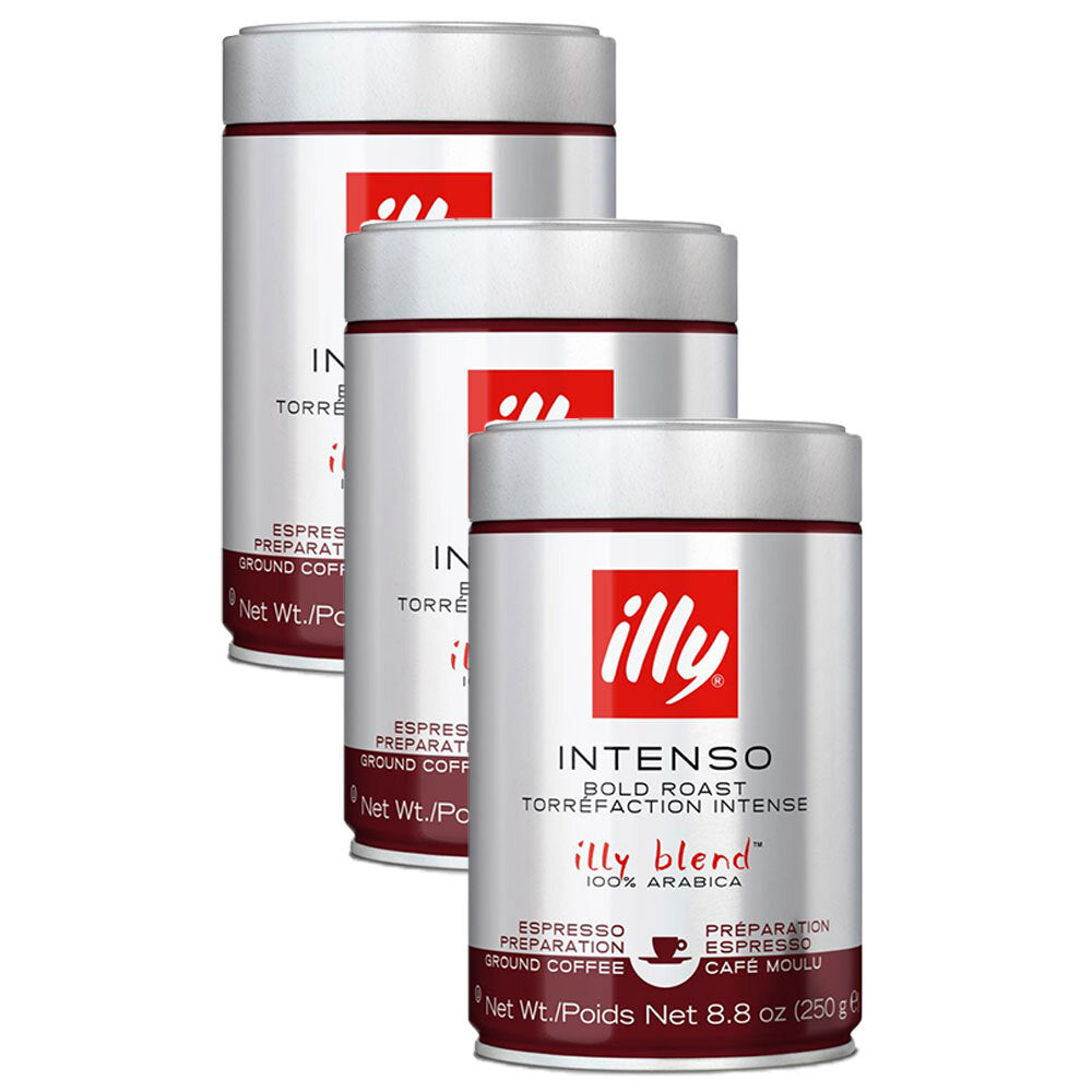 Illy 250g Intenso Espresso Arabica Ground Coffee Robust/Bold Roast/Full Body (3 Pack)