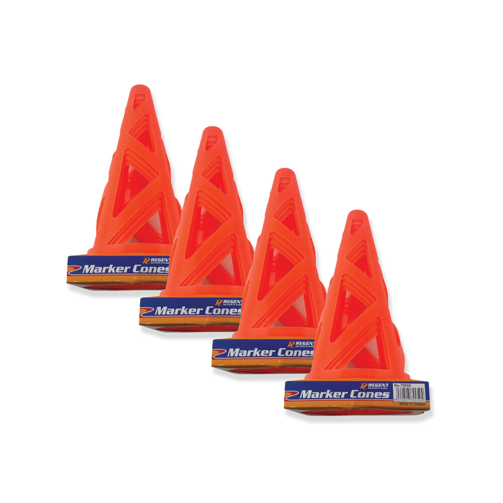 Regent 4pc Regent High Visibility Marker Training Cone Set 23cm Multi Coloured (4 Pack)