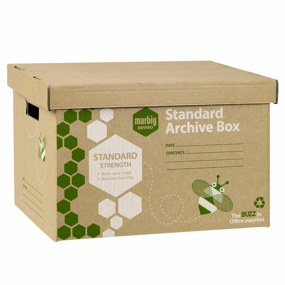 Marbig Standard Archive Documents/Files Storage Cardboard Box Moving w/ Lid (10 Pieces) — image 2