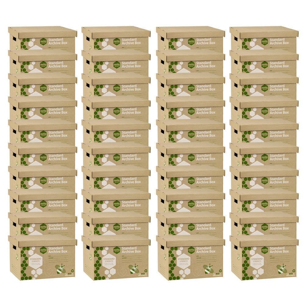 Marbig Standard Archive Documents/Files Storage Cardboard Box Moving w/ Lid (40 Pieces)
