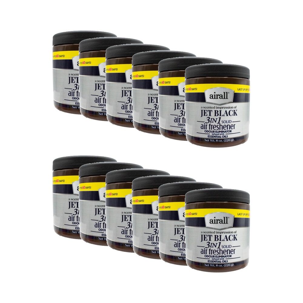 Airall Air Freshener 3-in-1 Solid Odour Eliminator 226g Jet Black Scent (12 Pack)