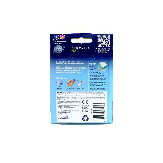 Bostik Blu Tack The Original Reusable Adhesive Putty Multipurpose Crafting — image 3
