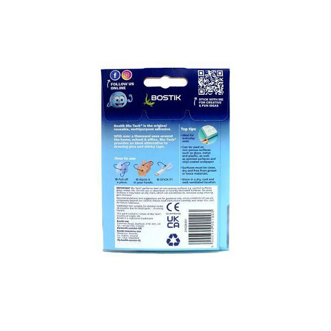 Bostik Blu Tack The Original Reusable Adhesive Putty Multipurpose Crafting (12 Pack) — image 4