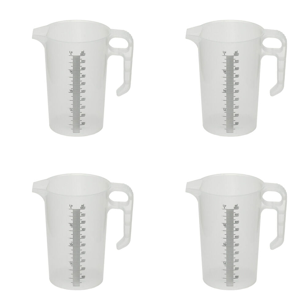 Agboss PourMaxx Chemical Resistant Industrial Measuring Jug 1L (4 Pack)