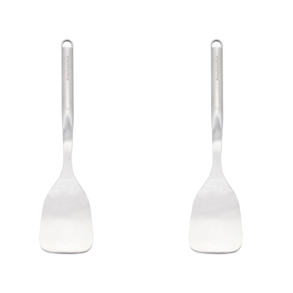Kitchenaid Stainless Steel Solid Turner Kitchen Cooking Utensil 35cm Silver (2 Pack)