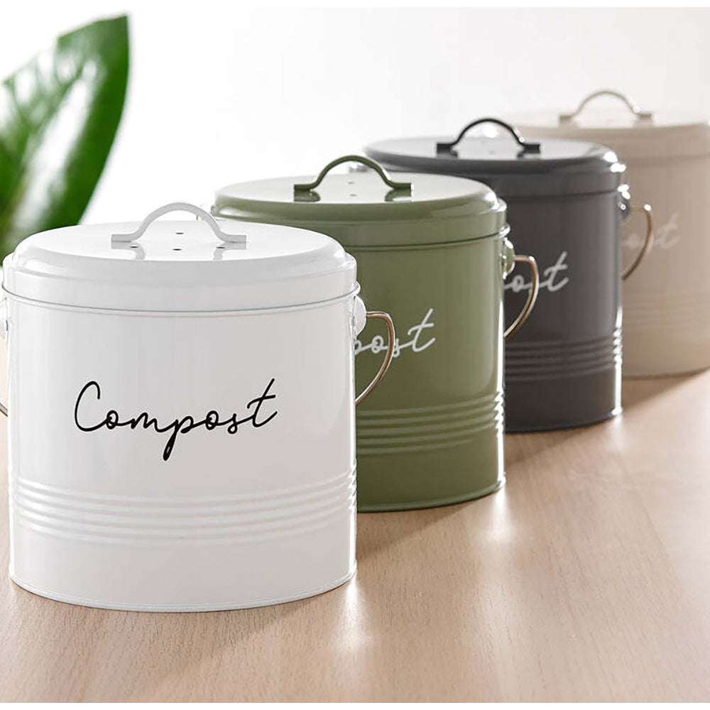 Ladelle 20cm Eco Stone Compost Bin w/ Charcoal Filter f/ Kitchen Food Scraps — image 2
