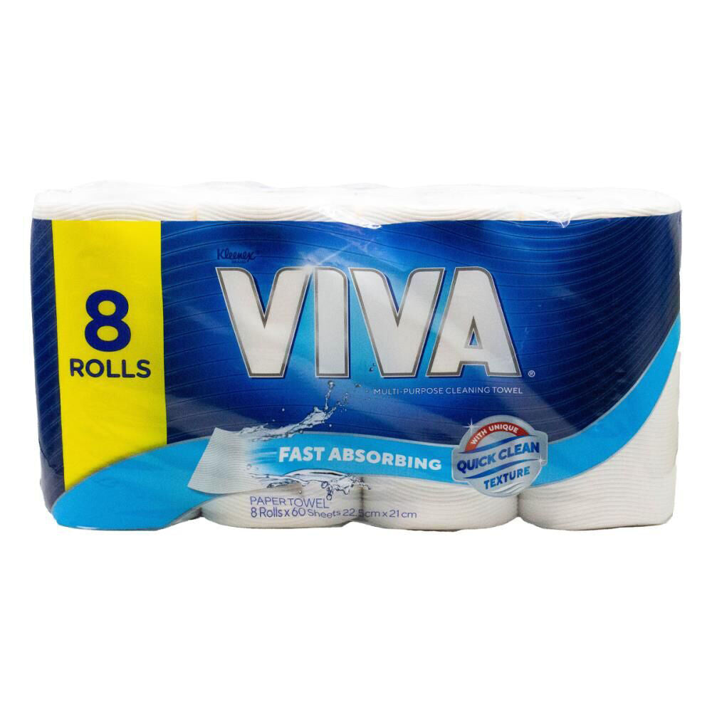 Kleenex 8pc Kleenex Viva Paper Cleaning Towel 60 Sheet 22.5x21cm Multi-Purpose (3 Pack) — image 2