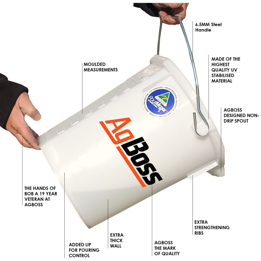Agboss 15L White PourMaxx Durable Industrial Bucket With Logo — image 2