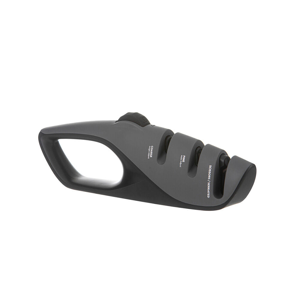 Ladelle Handheld Kitchen Tool Essentials Multi-Angle Knife Sharpener — Charcoal