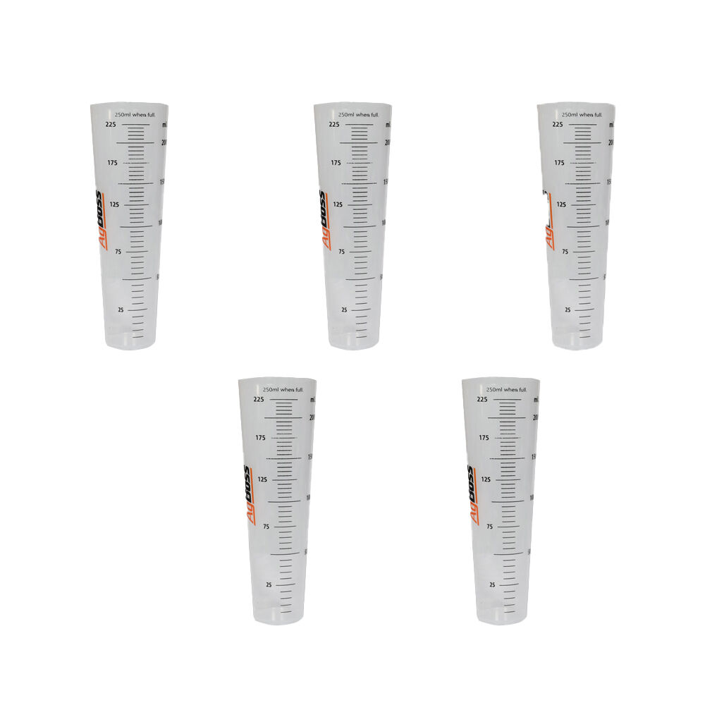 Agboss PourMaxx Chemical Resistant Measuring Cylinder With Logo 250ml Clear; (5 Pack)