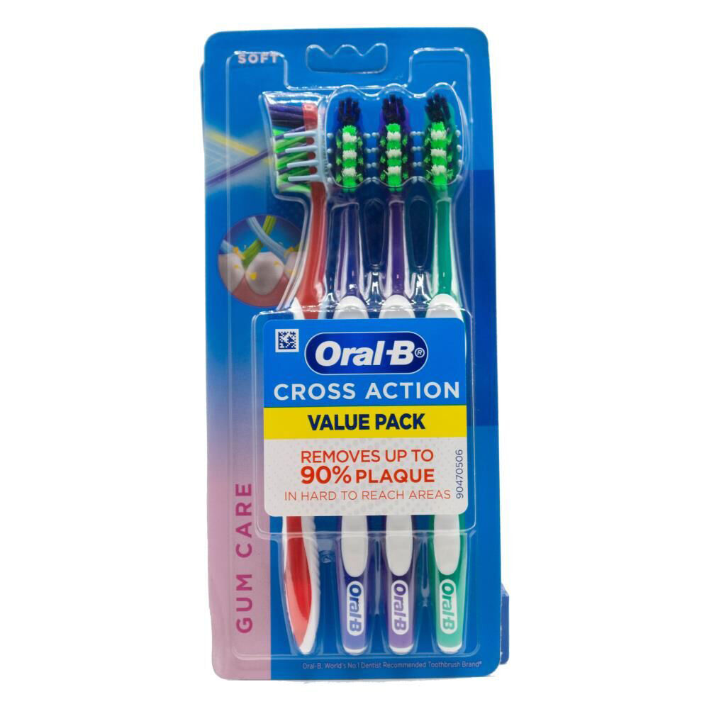 Oral B Cross Action Gum Care Soft Bristle Toothbrush Teeth Cleaning (4 Pieces)