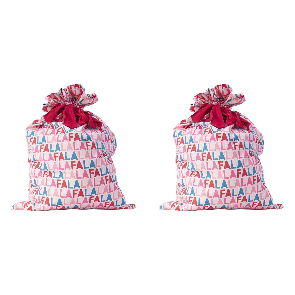 Annabel Trends Santa Sack Christmas Holiday Gift Bag 73x55cm Fa La La La (2 Pack)