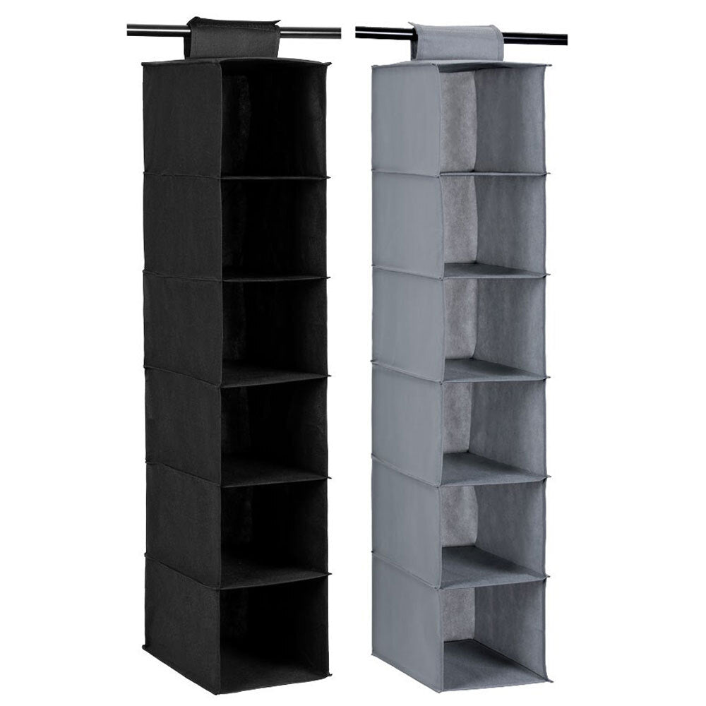 Boxsweden Mode 105cm 6 Compartment Wardrobe Clothes Storage Organiser Assort (2 Pack)