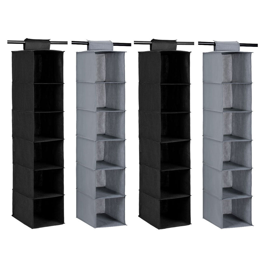 Boxsweden Mode 105cm 6 Compartment Wardrobe Clothes Storage Organiser Assort (4 Pack)