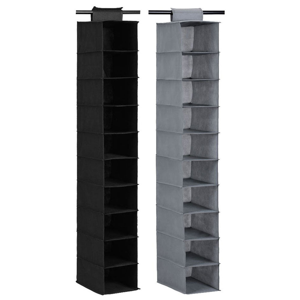 Boxsweden Mode 130cm 10 Compartment Shelf Hanging Storage Organiser Assorted (2 Pack)