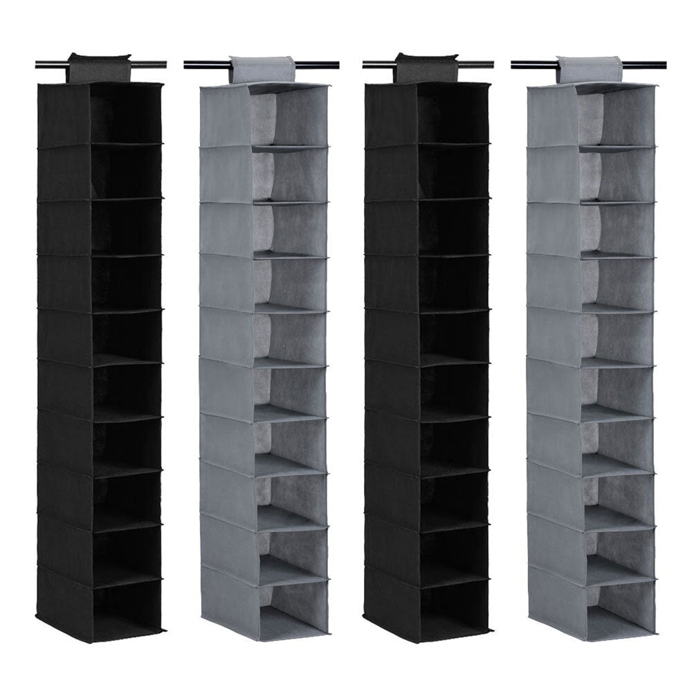 Boxsweden Mode 130cm 10 Compartment Shelf Hanging Storage Organiser Assorted (4 Pack)