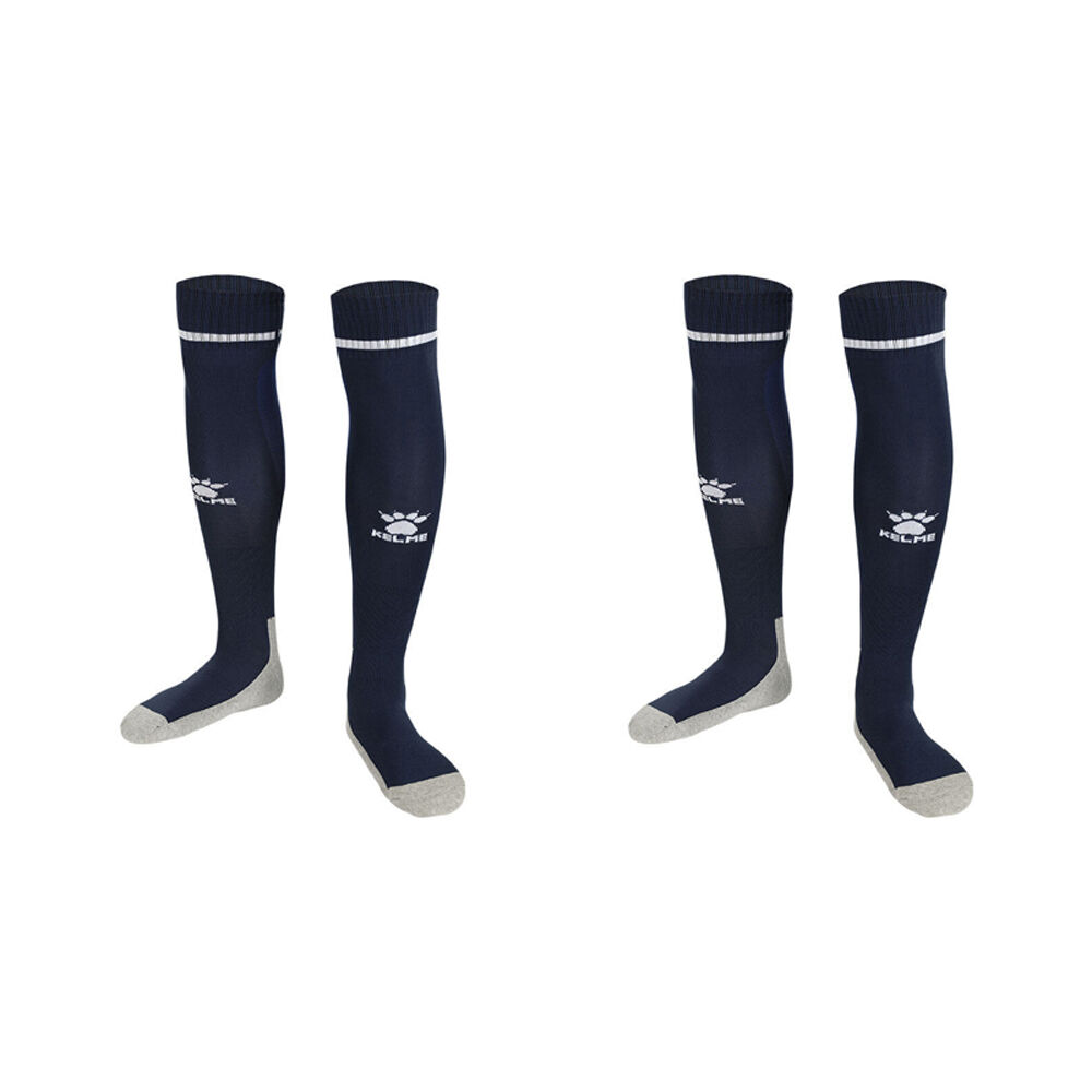 Kelme Sport Kids Full Length Football Soccer Socks US1-5 Dark Blue/White (2 Pack)