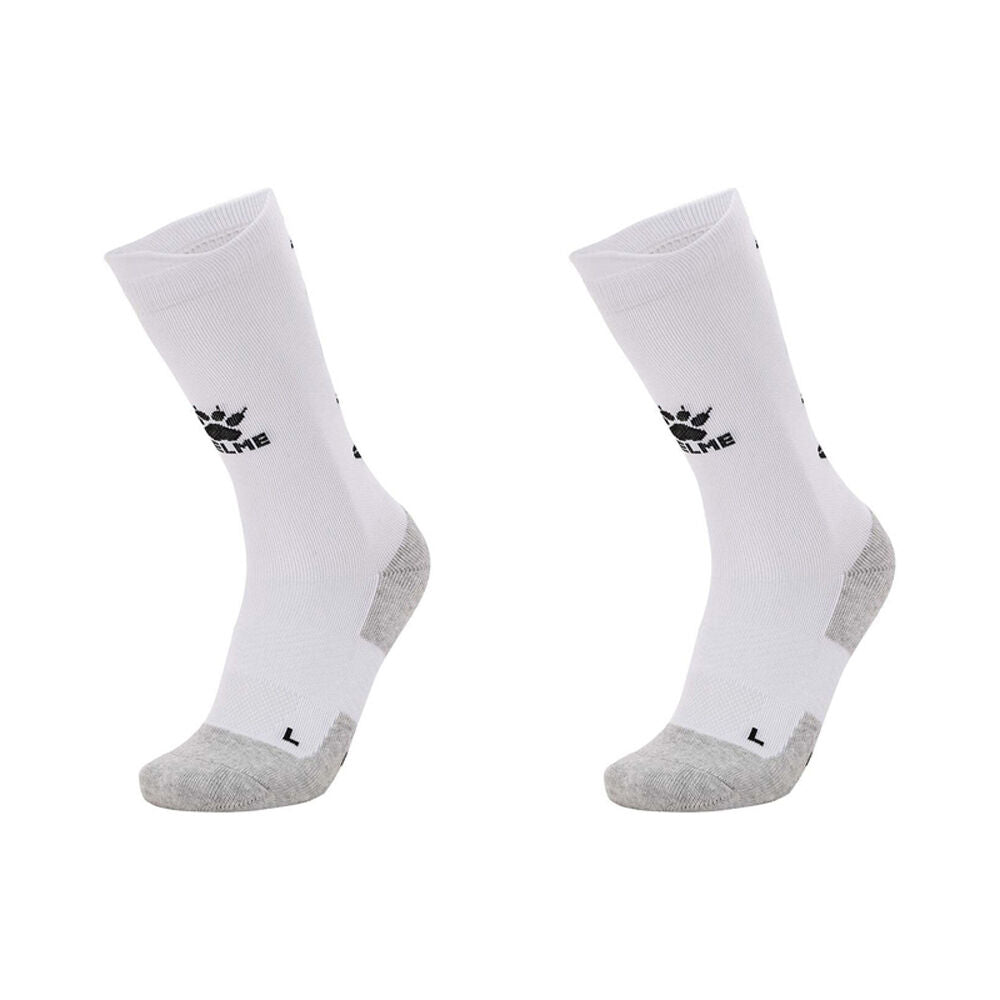Kelme Sport Mid-Length Football Soccer Grip Socks Anti Slip White/Black (2 Pack)