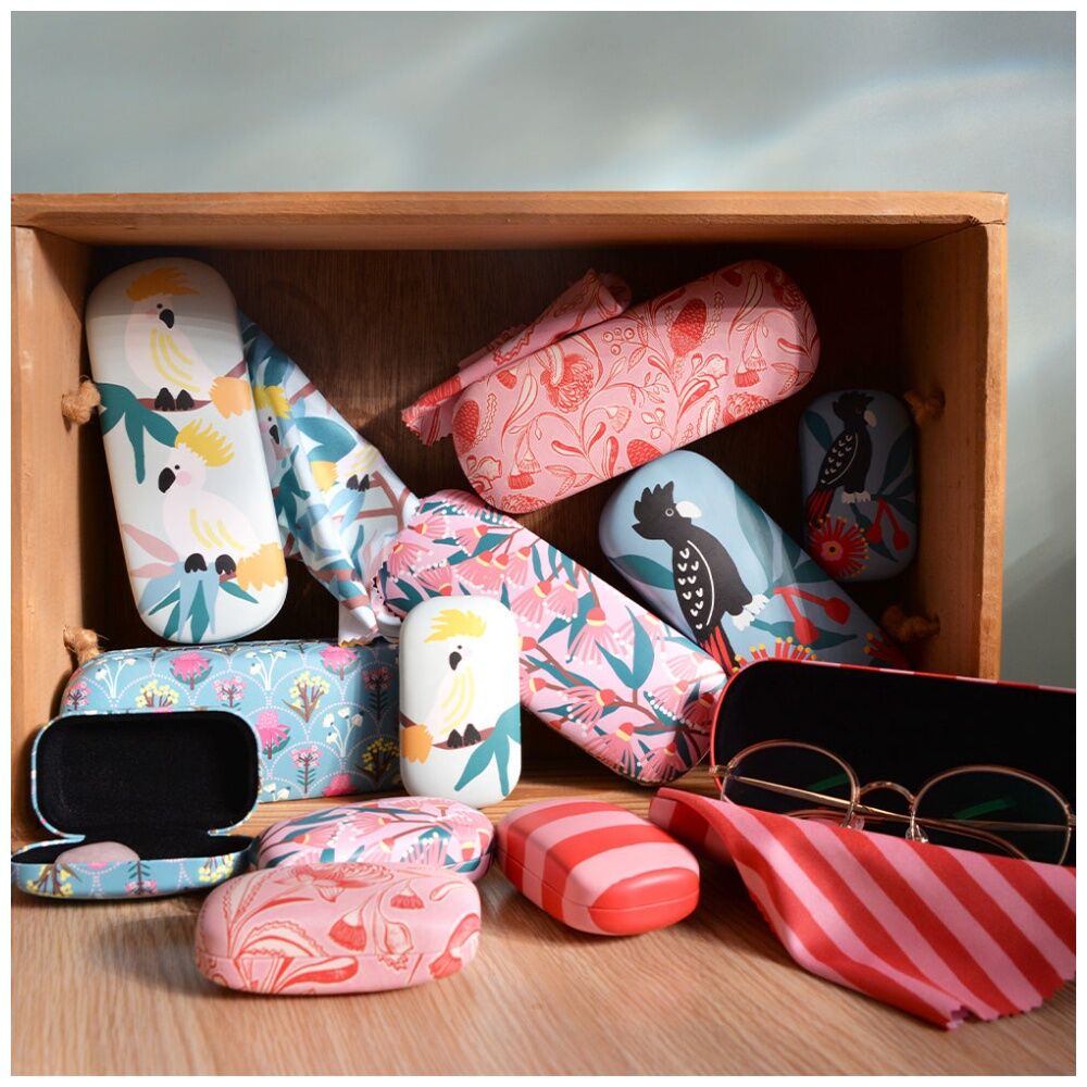 Annabel Trends Glasses Case Combo w/ Matching Cloth 15x6cm Black Cockatoos (2 Pack) — image 6
