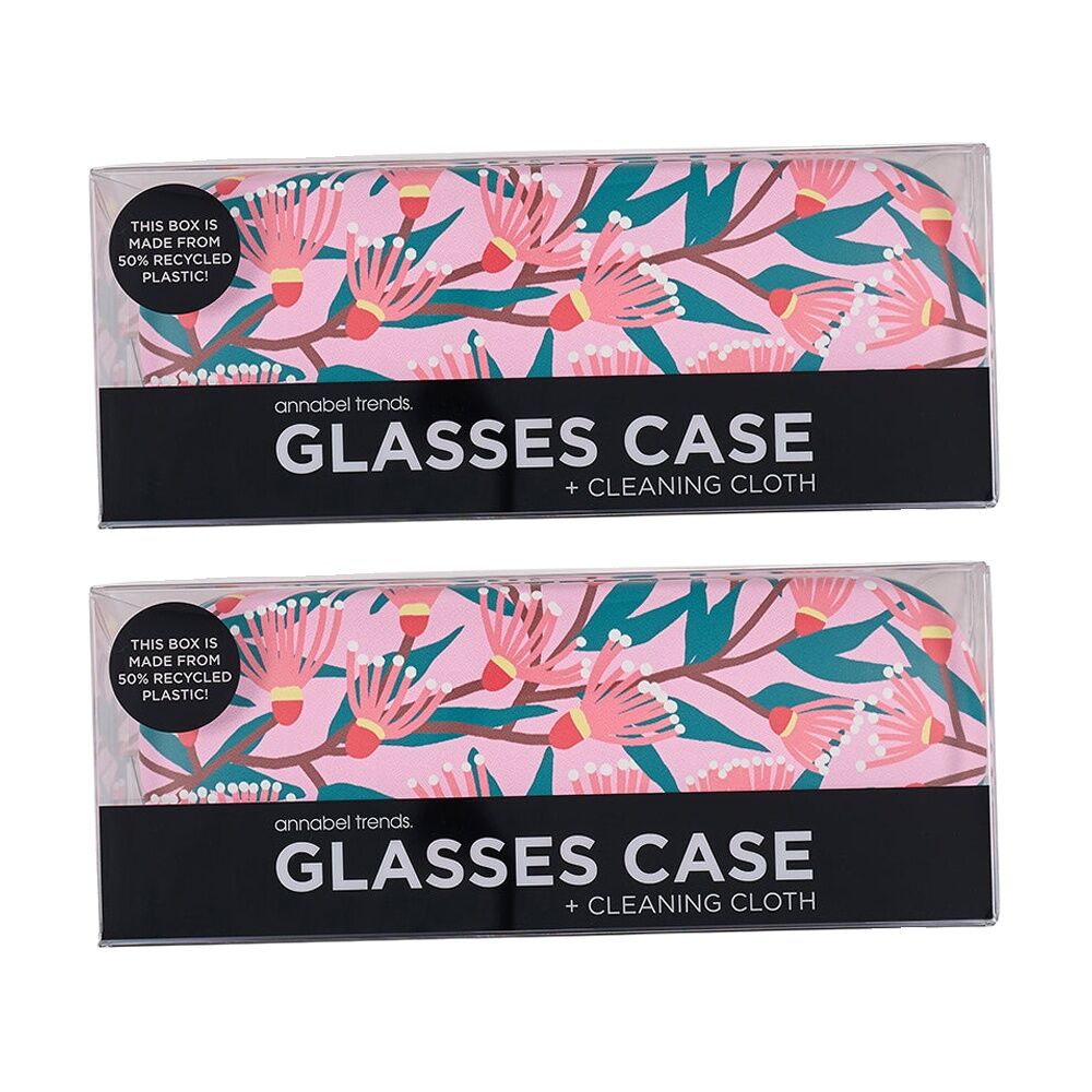 Annabel Trends Glasses Case Combo w/ Matching Cloth 15x6cm Blossom Branches (2 Pack)