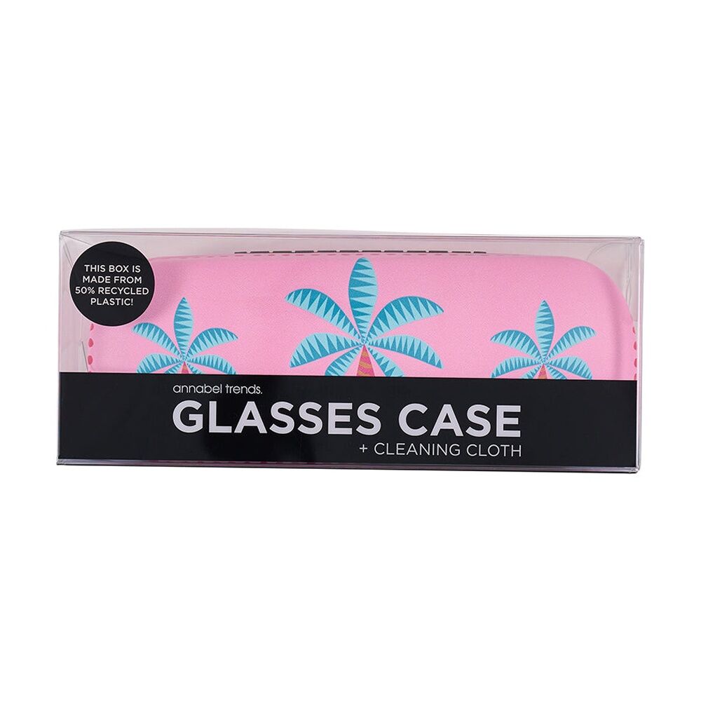 Annabel Trends 15x6cm Fiesta Palm Glasses Case Combo w/ Matching Cloth