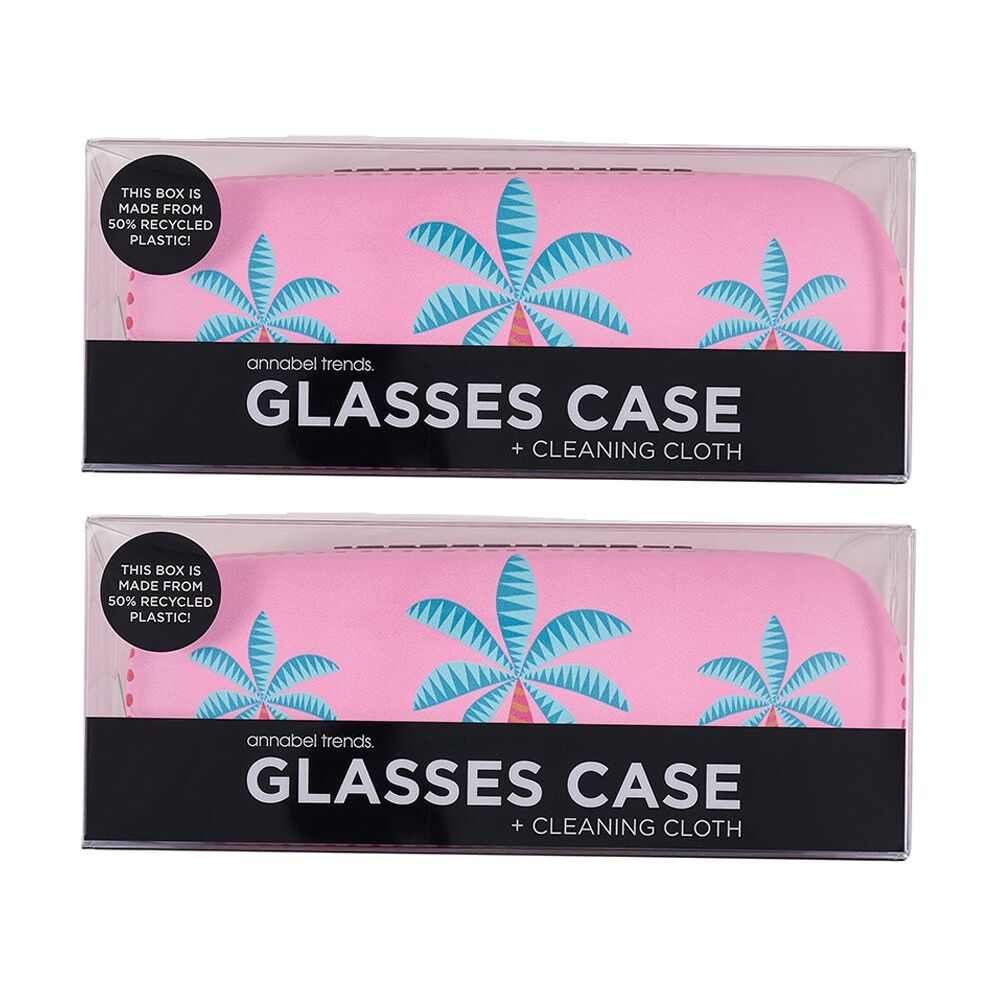 Annabel Trends Glasses Case Combo w/ Matching Cloth 15x6cm Fiesta Palm (2 Pack)