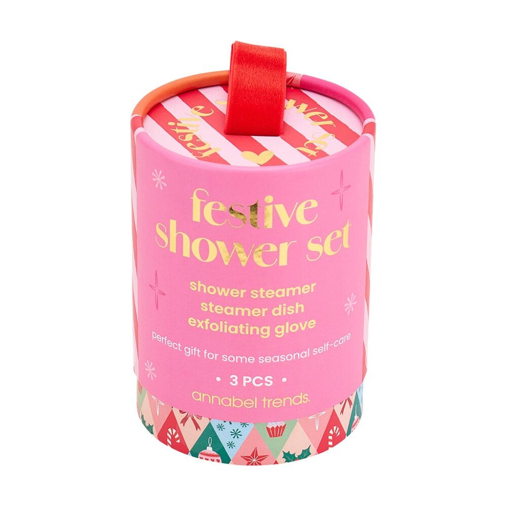 Annabel Trends 3pc Annabel Trends Shower Bath Gift Set w/ Steamer/Gloves & Dish Festive (2 Pack) — image 2