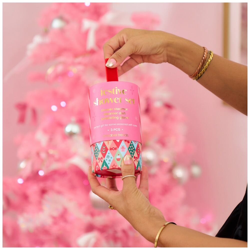 Annabel Trends 3pc Annabel Trends Shower Bath Gift Set w/ Steamer/Gloves & Dish Festive (2 Pack) — image 7
