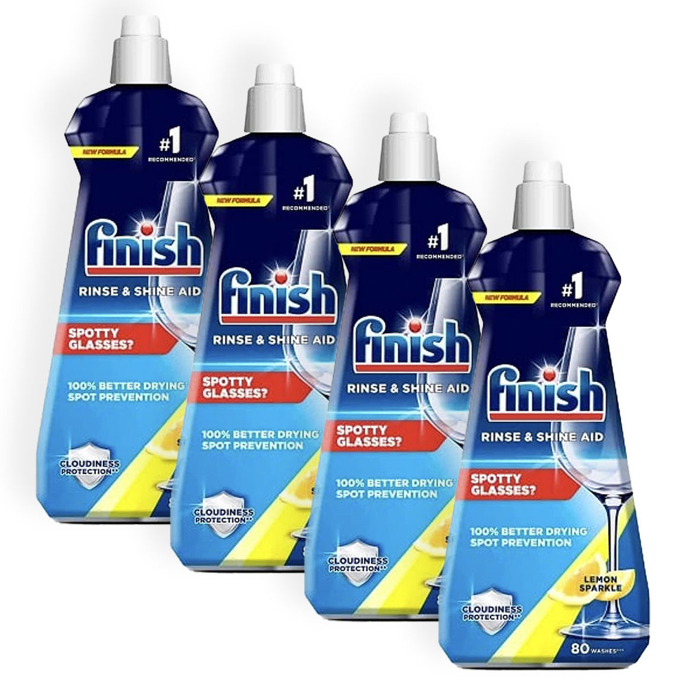 Finish Rinse And Shine Aid Spot Prevention Lemon Sparkle 400ml (4 Pack)