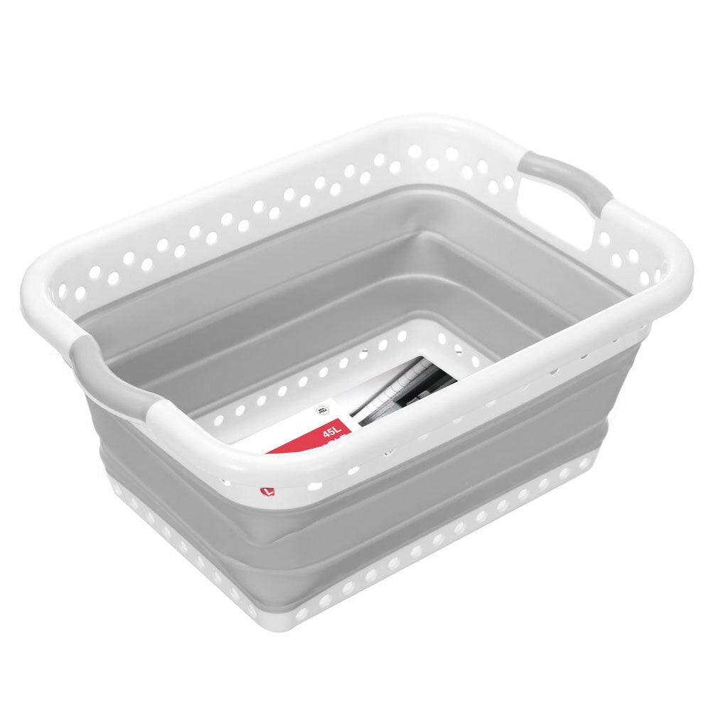 Boxsweden 45L Collapsible Laundry Basket Clothes Hamper/Storage Organiser GY (2 Pack) — image 5