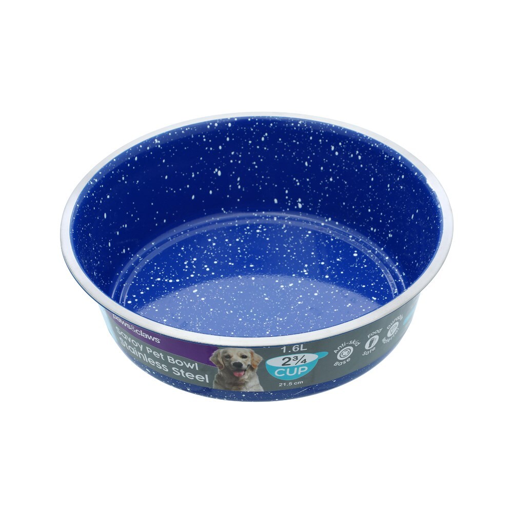 Paws and Claws Savoy 1.6L 20cm Pet Bowl Stainless Steel Dog Food Feeding Asst (3 Pack) — image 2