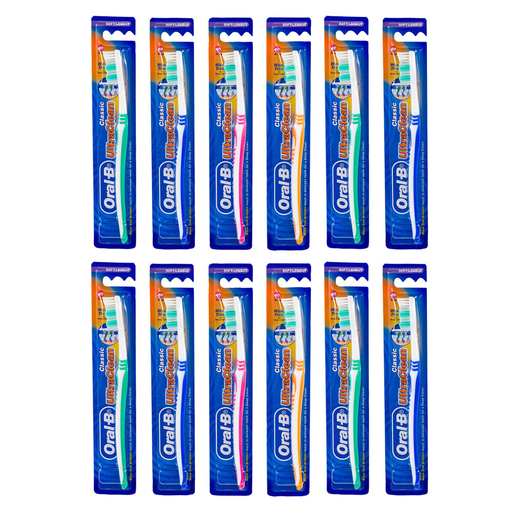 Oral B Ultra Clean Soft Assorted Toothbrush Teeth Cleaning Dental Care (12 Pack)