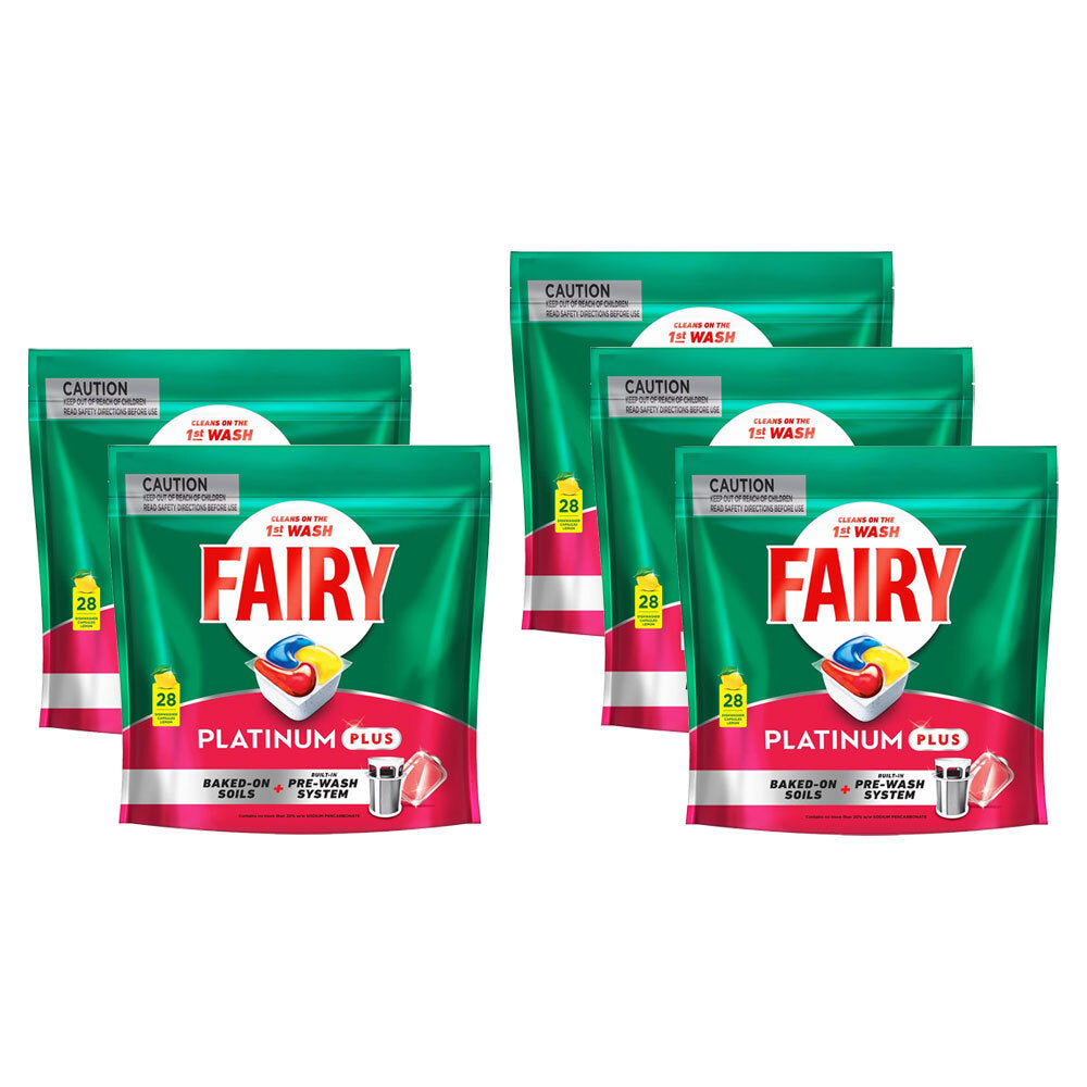 Fairy 28PK Fairy Platinum Plus Dishwasher Capsules Lemon 434g (5 Pack)