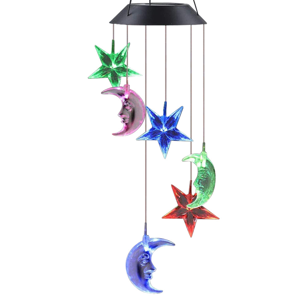 25th Hour Solar Colour Changing Stars & Moon Outdoor Hanging Wind Chime (2 Pack) — image 2