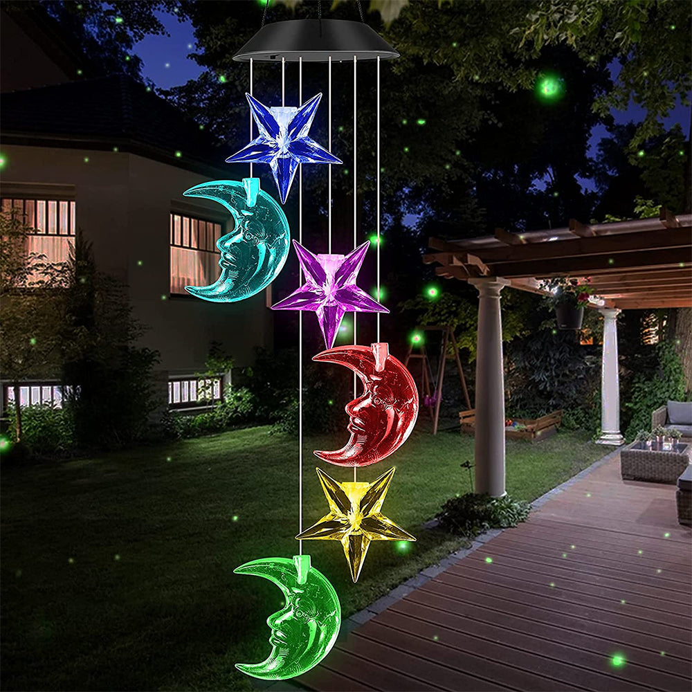 25th Hour Solar Colour Changing Stars & Moon Outdoor Hanging Wind Chime (2 Pack) — image 4