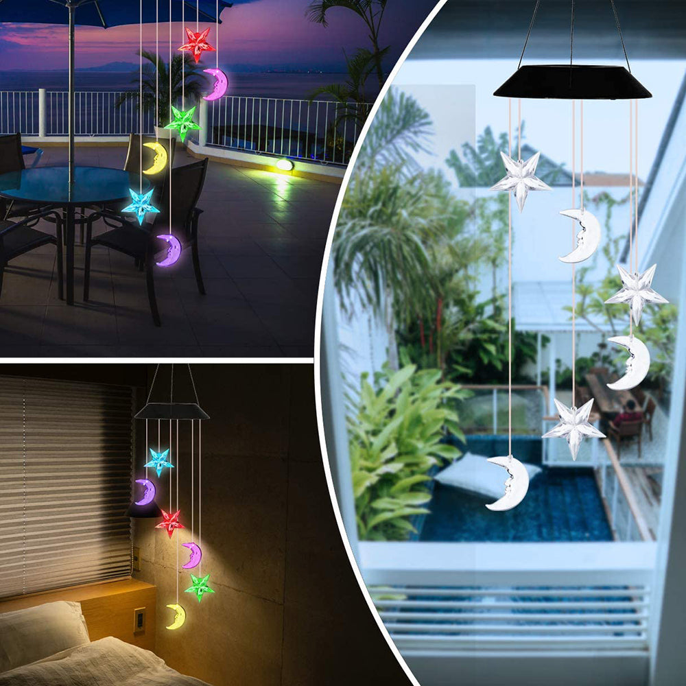 25th Hour Solar Colour Changing Stars & Moon Outdoor Hanging Wind Chime (2 Pack) — image 9
