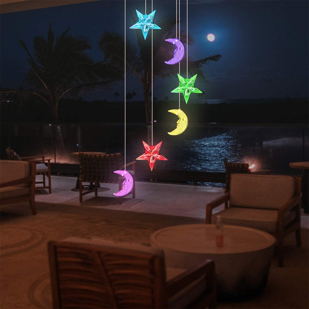 25th Hour Solar Colour Changing Stars & Moon Outdoor Hanging Wind Chime (2 Pack) — image 6