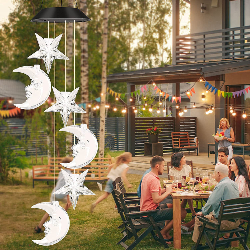 25th Hour Solar Colour Changing Stars & Moon Outdoor Hanging Wind Chime (2 Pack) — image 5