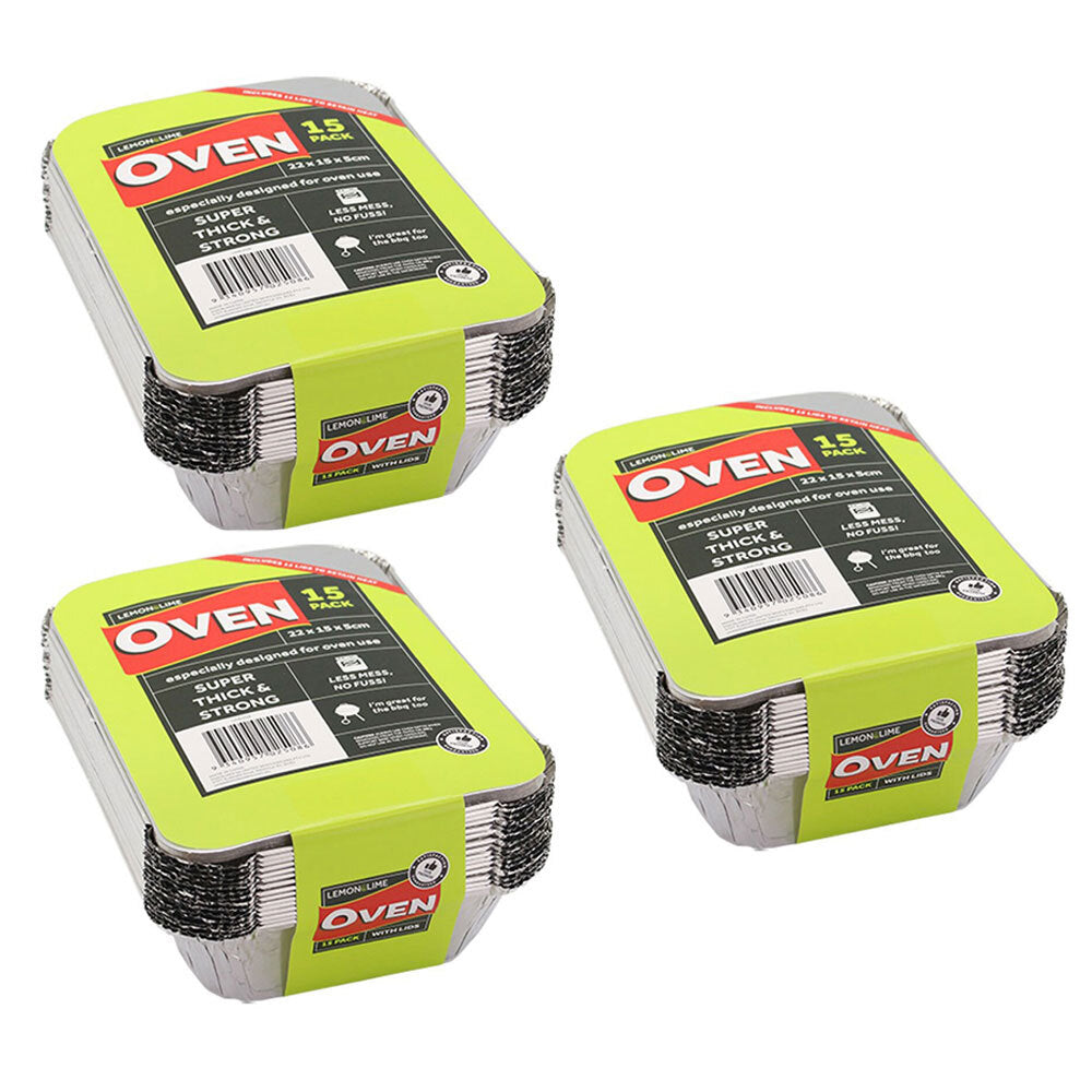 Lemon and Lime 22cm Heavy Duty Oven/BBQ Food Disposable Foil Container w/ Lid (45 Pieces)
