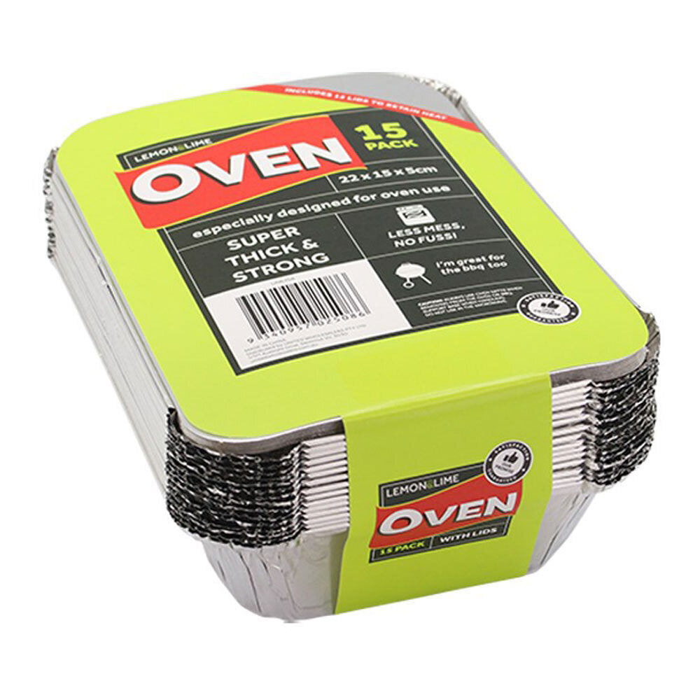 Lemon and Lime 22cm Heavy Duty Oven/BBQ Food Disposable Foil Container w/ Lid (45 Pieces) — image 5