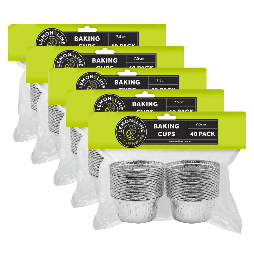 Lemon and Lime 40PK Lemon & Lime 7.5cm Aluminium Oven Baking Cups Round Cupcake Mould/Mold (5 Pack)