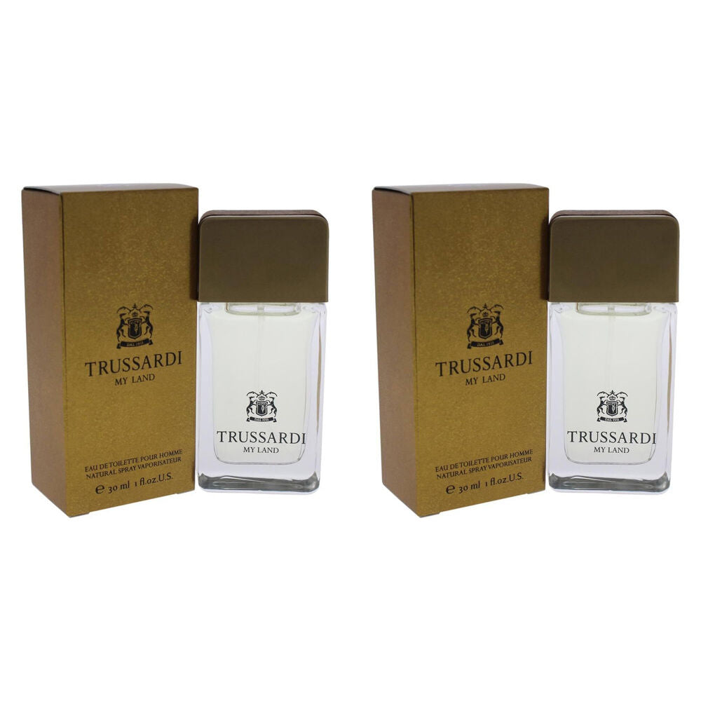 Trussardi My Land Eau De Toilette Men's Fragrance Perfume Spray 30ml Gold (2 Pack)