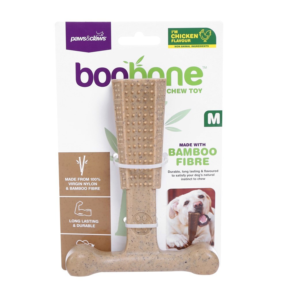 Paws and Claws BooBone 14.5cm Bamboo Fibre T-Bone Dog Chew Treat/Toy Asst Flav (5 Pack) — image 2
