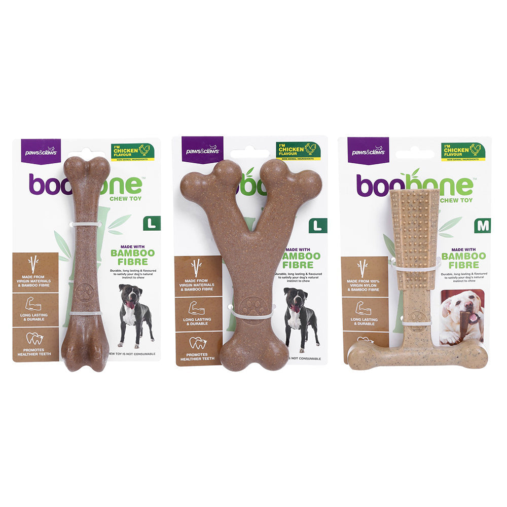 Paws and Claws BooBone Large Wishbone/Medium T-Bone/Large Chew Toy Assorted (3 Pack)