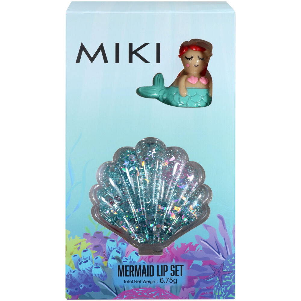Miki Mermaid Lip Set With Nourishing Lip Balm And Gloss - Pink - 3y+ (3 Pack) — image 2
