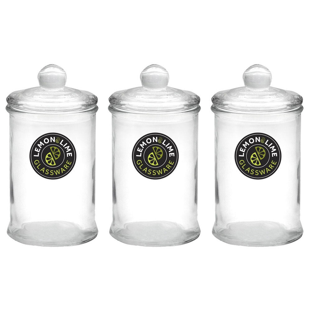 Lemon and Lime Multipurpose 750ml/18cm Glass Jar Container w/ Suction Lid Clear (3 Pack)