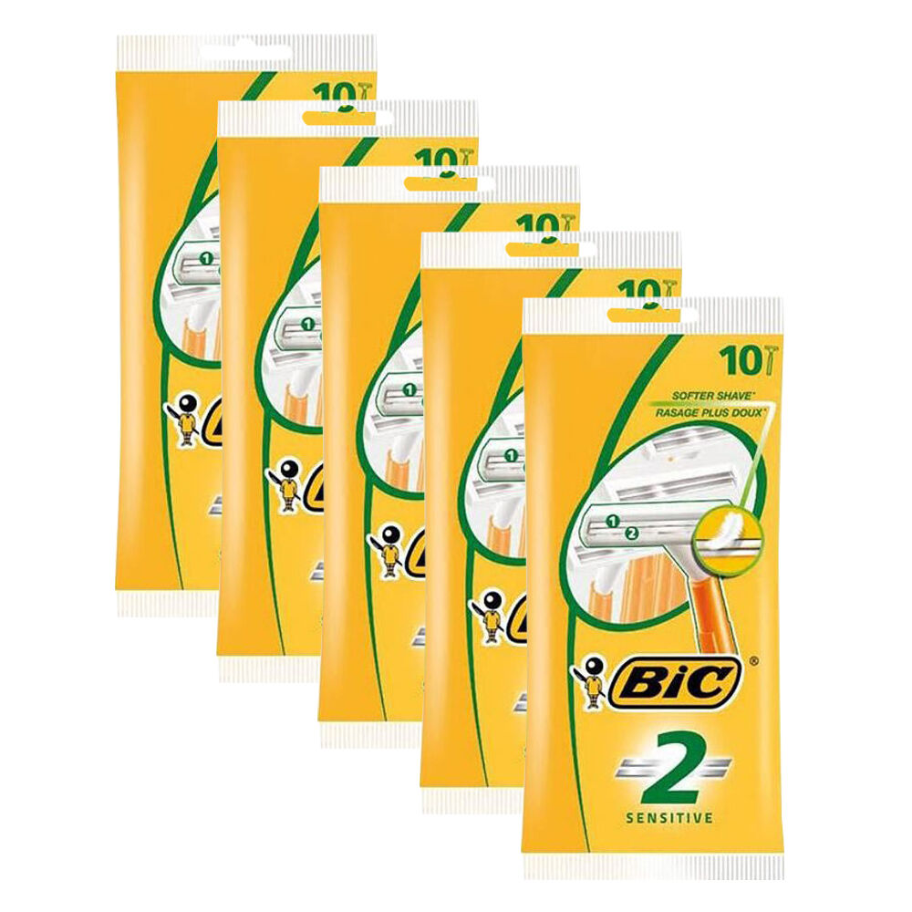 Bic 10pc BIC 2 Sensitive Twin Blade Shaver Razor Men's Beard Grooming Care (5 Pack)