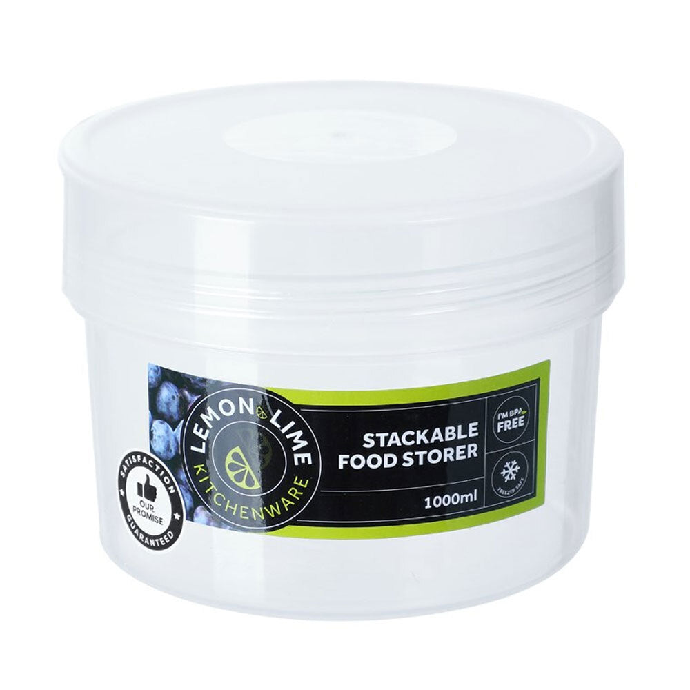 Lemon and Lime 1L Keep Fresh Round Plastic Stackable Food Storer Container (10 Pack) — image 2