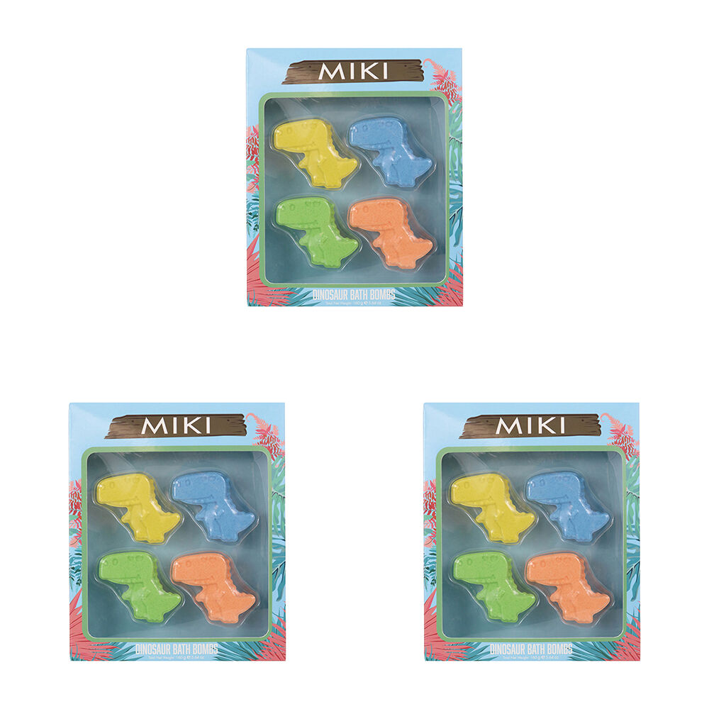 Miki 4pc Miki Dinosaur Bath Bombs For Fizzing Fun - Vanilla Scented - 3y+ (3 Pack)